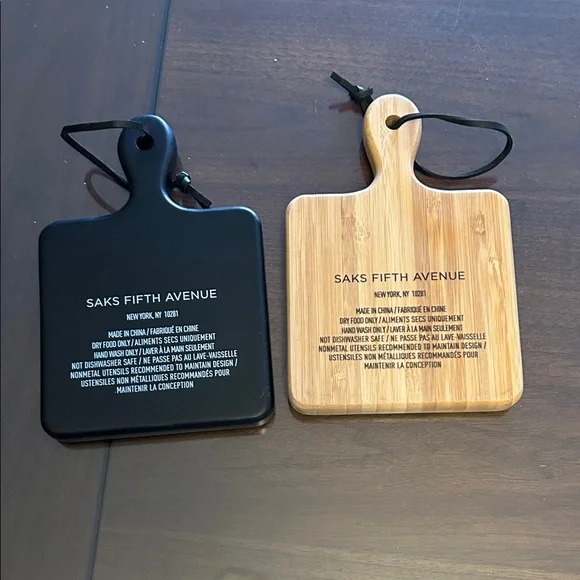 NWOT Saks Fifth Avenue Black and Tan Cutting Board Set - Picture 2 of 2